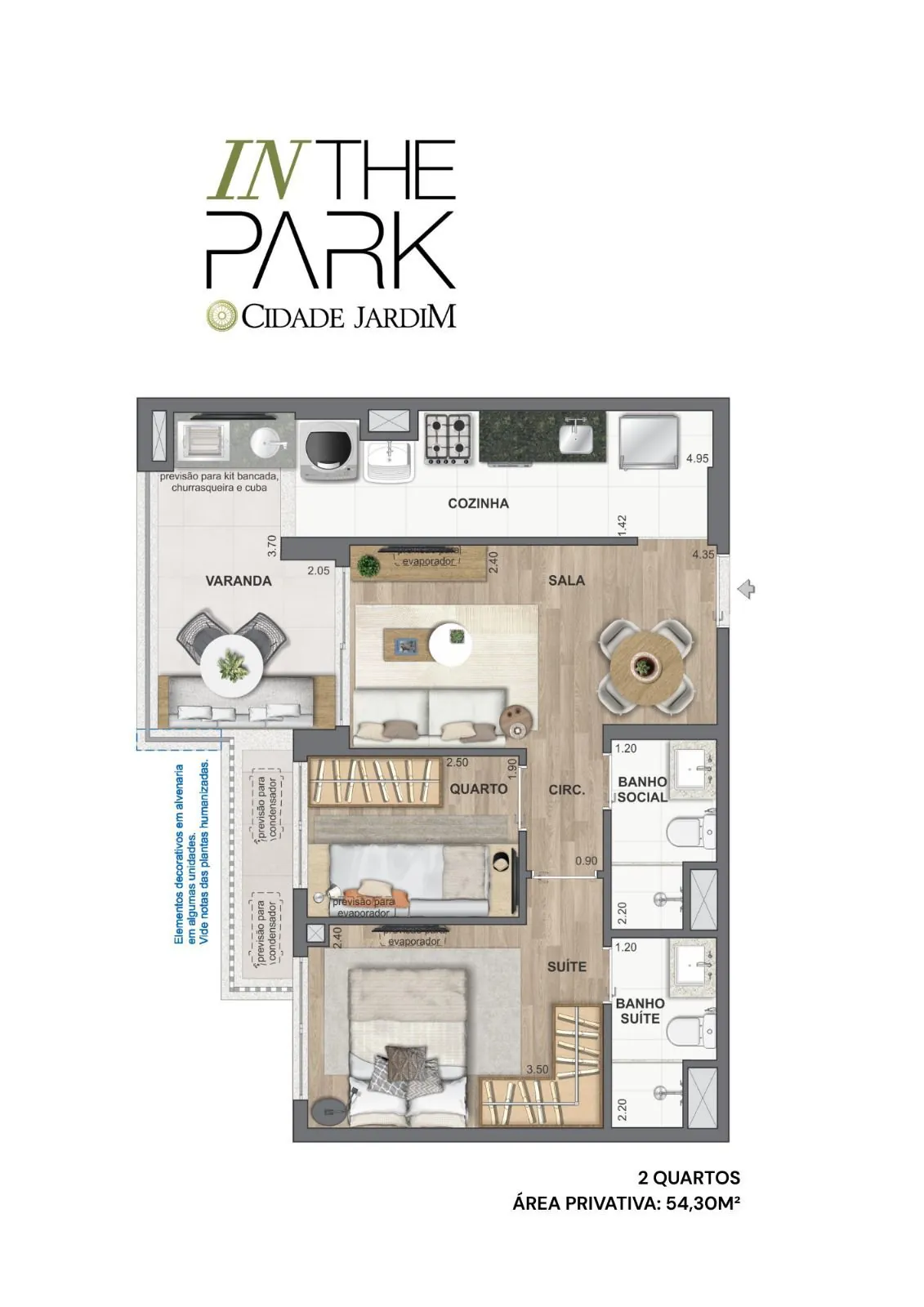 Planta 2 Quartos 54m² - In The Park Cidade Jardim