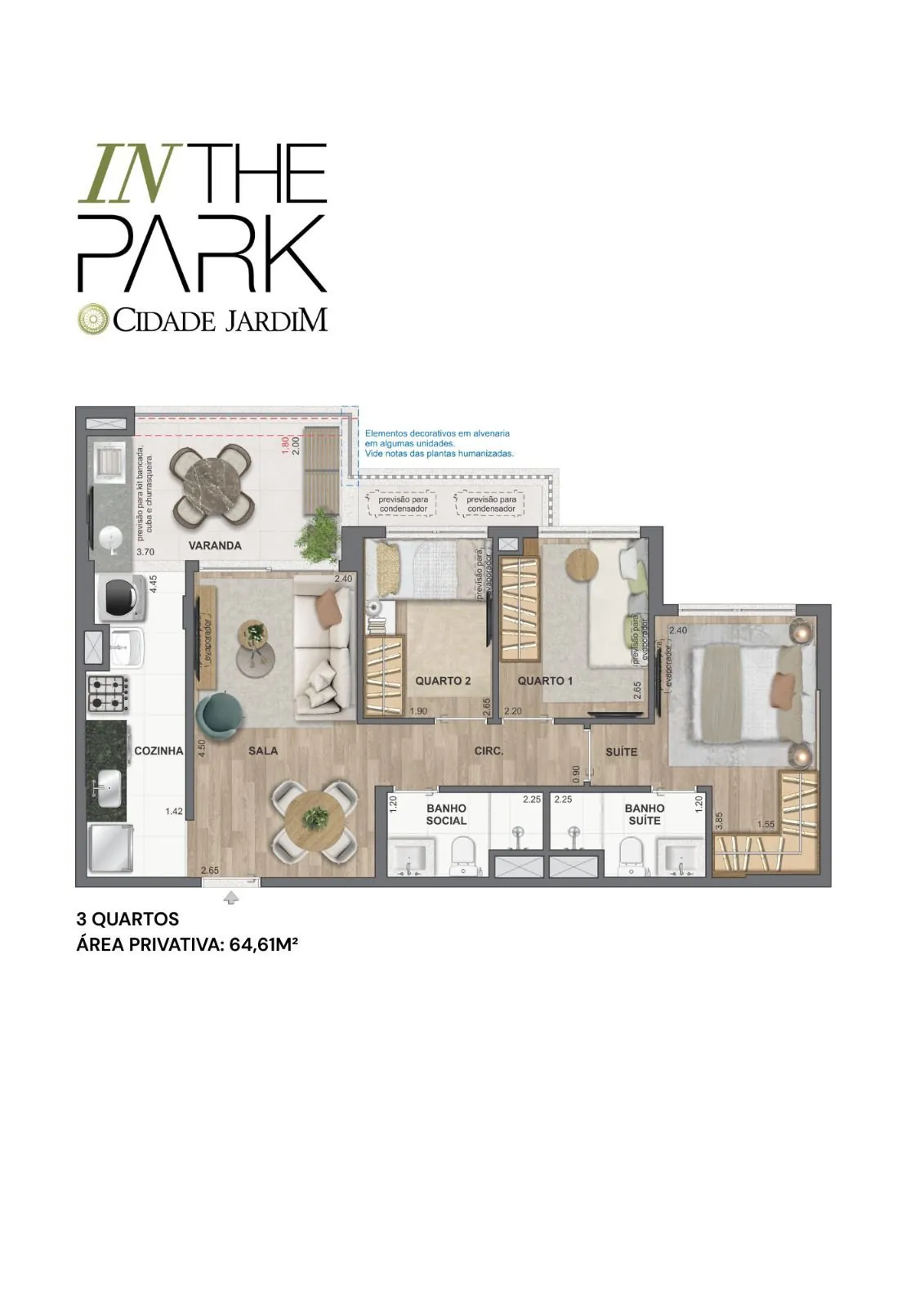 Planta 3 Quartos 64m² - In The Park Cidade Jardim