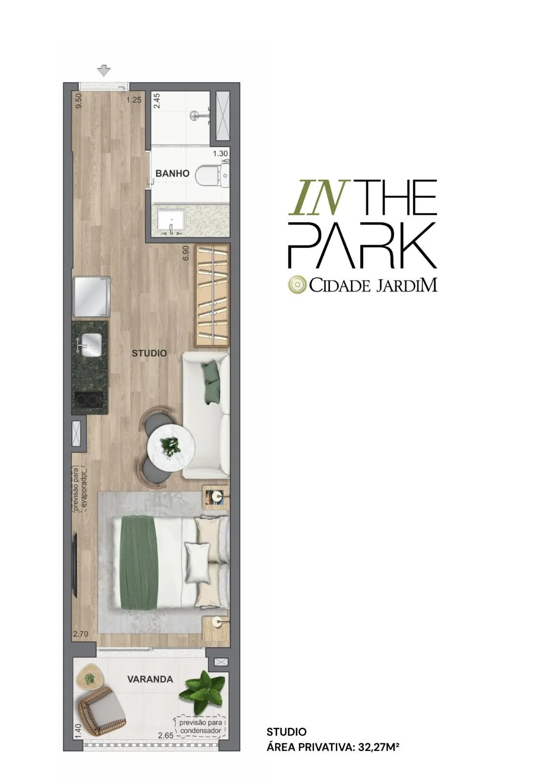 Planta Studio 32m² - In The Park Cidade Jardim