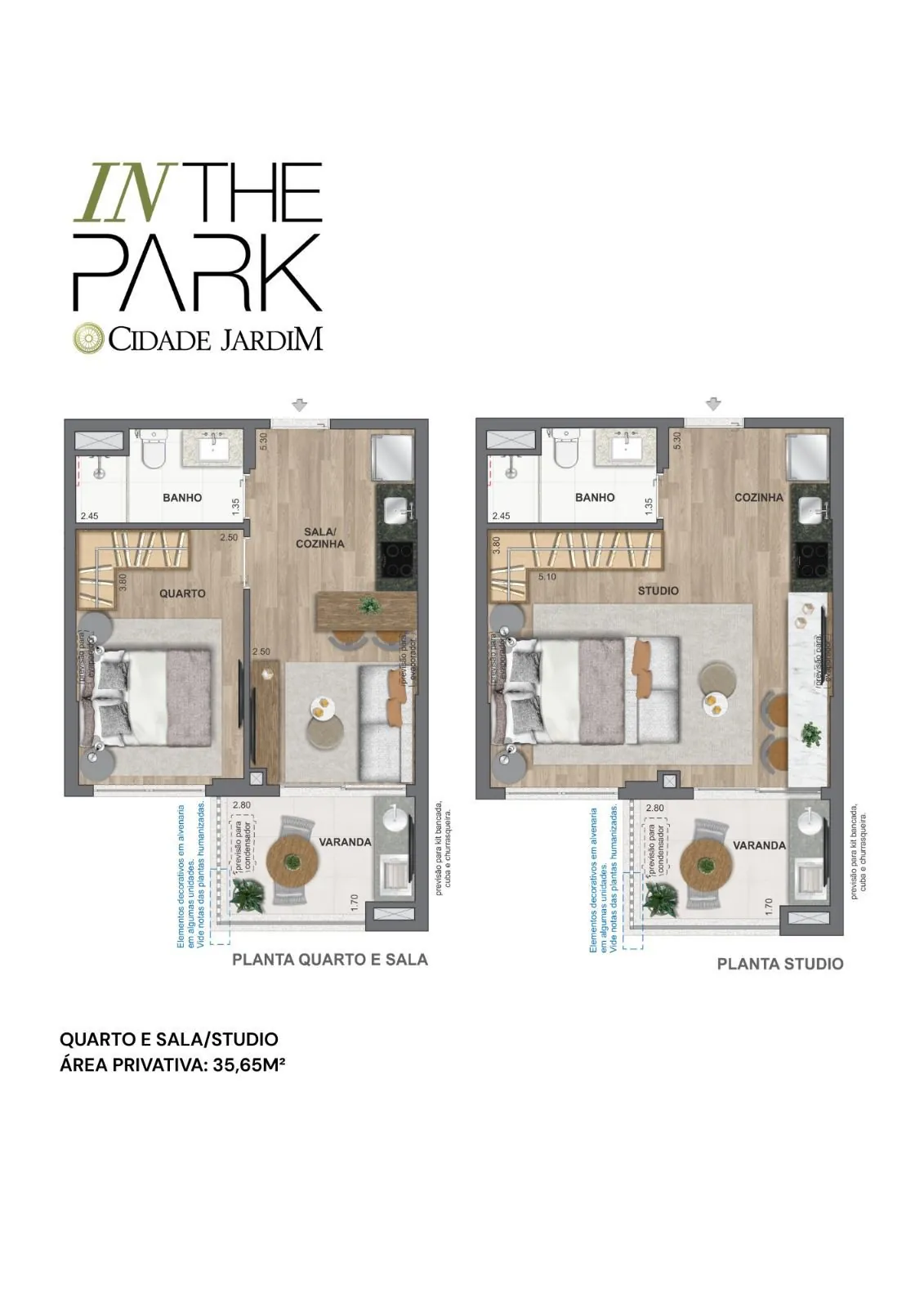Planta Studio + Sala 35m² - In The Park Cidade Jardim